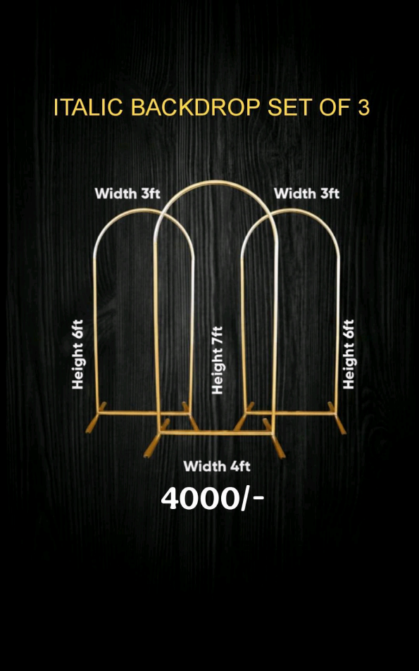 Italic Backdrop Set of 3 - fabrication product, catalogue page 38